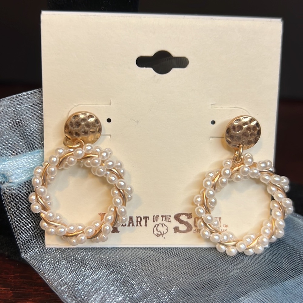 Gold and Pearl Earrings (pairs with the matching necklace posted)